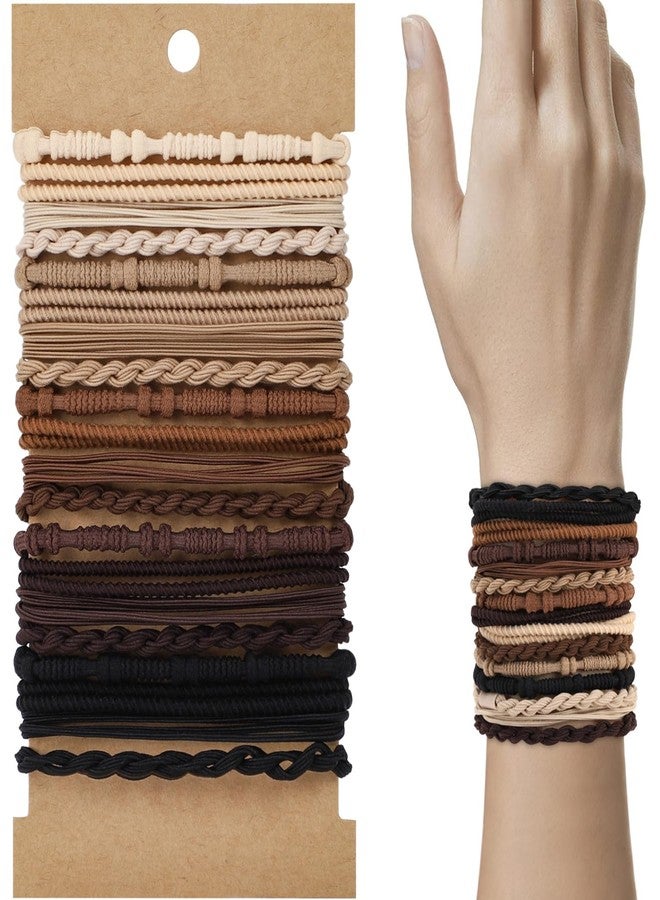 WantGor Boho Hair Ties, 20 PCS Hair Bands 4 Styles Neutral Hair Ties 2.36inch Cute Ponytail Holders Elastic Boho Hair Bracelets for Women Thick Thin Long Curly - Image 1